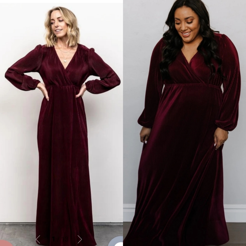 MAROON Baltic born Venus pleated maxi size XXL